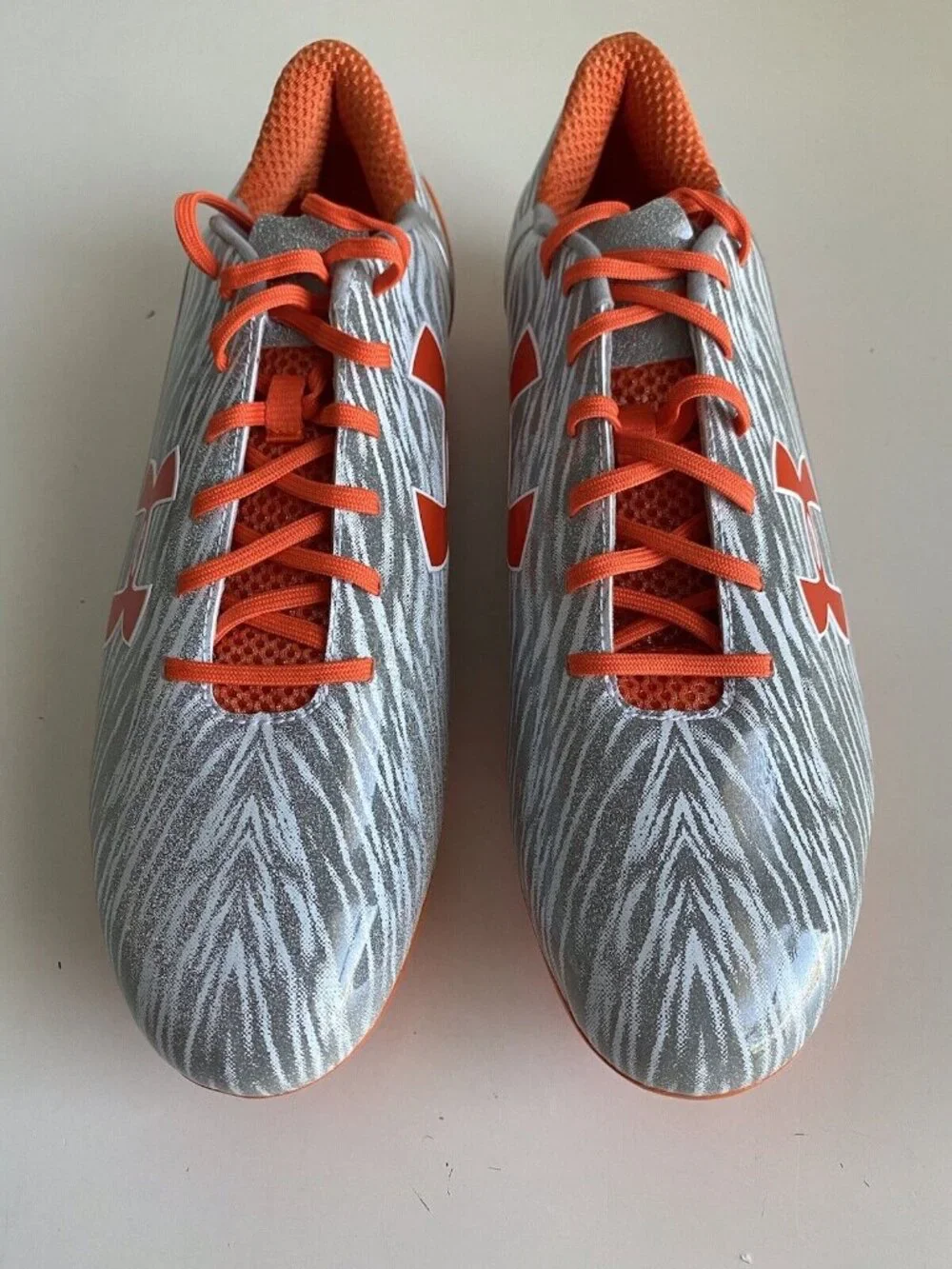 Men’s Sz 15 UNDER ARMOUR UA SPOTLIGHT MC FOOTBALL CLEATS 1287488-180 ORANGE/GRAY